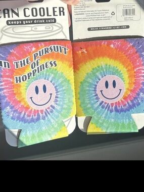 2 Tie-Dye Smiley Can Cooler - "In The Pursuit of Hoppiness"